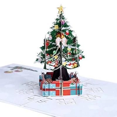 Image de carte de Noël 3D pop up, voeux avec des cartes conception d&#039;arbre pour le nouvel an