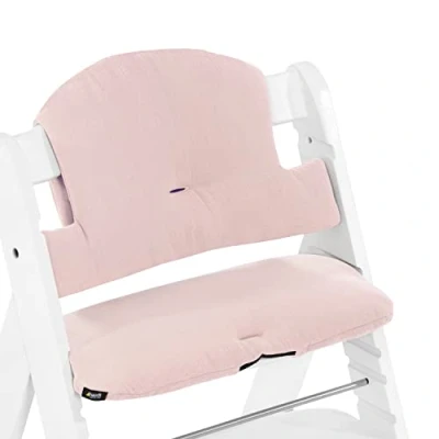 Image de hauck Coussin Chaise Haute Bébé Highchair Pad Select, Compatible avec Chaises Alpha+, Beta+ et Arketa, Antidérapant, Double Rembourrage au Dossier, Facile à Fixer, Mousseline Mineral Rose