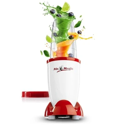 Image de GOURMETmaxx Smoothie Maker incl. gobelet To Go Mini mixeur avec 8 programmes, sans BPA résistant au lave vaisselle et anti fuite 400 watts [BlancRouge]