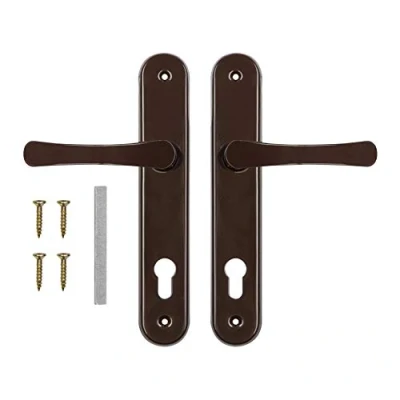 Image de ADGO Jeu de Poignées Porte pour Une Incrustation 72 mm Le Biscuit, Poignée en Aluminium, Rosace Acier Galvanisé Enduit Poudre, Gauche et Droite, vis d&#039;assemblage, Marron, 1 pièce