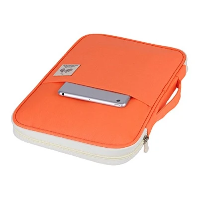 Image de Sac à documents multifonctionnel A4 étanche avec fermeture éclair pour smartphone, ordinateur portable, stylos, documents, 35 x 25 3,5 cm, orange., cm