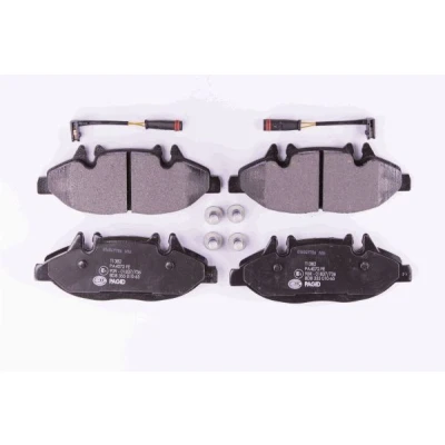 Image de HELLA 8DB 355 010 651 Jeu de plaquettes frein contact signal d&#039;usure inclus avec vis d&#039;étrier accessoires