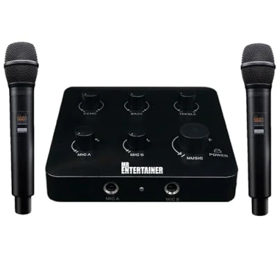 Image de Mr Entertainer Duet Table de mixage karaoké et microphones sans fil Transformez votre téléviseur barre son/ampli existants en la machine ultime
