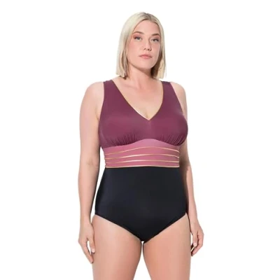 Image de Ulla Popken Badeanzug Laura, Goldgürtel Maillot de Bain Une pièce, Noir, 52 Femmes