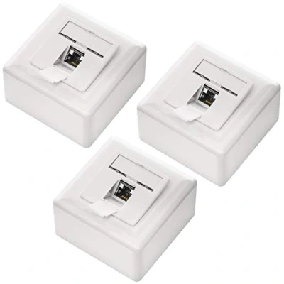 Image de deleyCON 3x CAT6a Universel Prise Réseau 1x Port RJ45 Blindé Surface ou Affleurant 10 Gigabit Ethernet EIA/TIA 568B Blanc