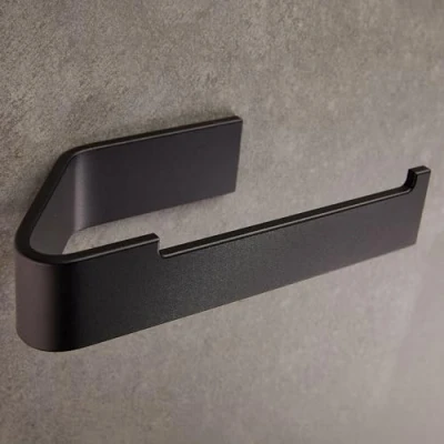Image de Design Hambourg Porte Papier Toilette sans Percer I Mural Auto Adhésif Support Salle de Bain Rouleau WC Noir Mat avec étagère