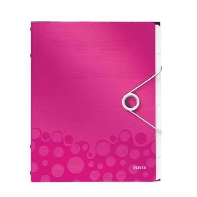 Image de Leitz Trieur A4, Contient jusqu&#039;à 200 Feuilles, Index Intégré à 6 Onglets, Fermeture Élastique, Rose Métallisé, WOW, 46330023