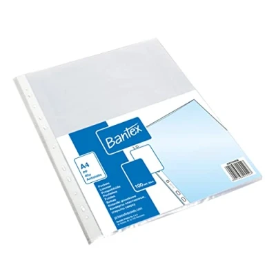 Image de Bantex Lot de 100 pochettes perforées en polypropylène mat 40 microns Format A4