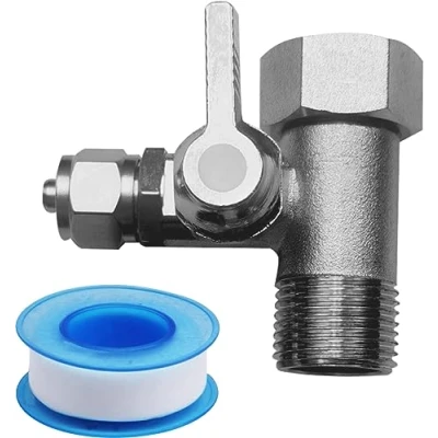 Image de Vanne D&#039;arrêt Adaptateur En T: Nizirioo 3/8 x 1/4&quot; Robinet D’arrêt avec Ruban D&#039;étanchéité PTFE, Raccord D&#039;eau pour Raccorder Deux Appareils