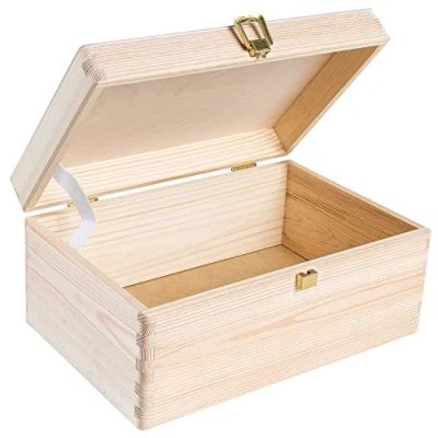 Image de Creative Deco Boite de Rangement Noel en Bois avec Fermoir 30 x 20 14 cm (+/ 1 cm) Non Peint et Brut Coffre Noël Coffret Cadeau Boîte