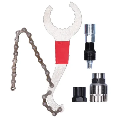 Image de Kit de réparation vélo 3 en 1, outil démontage cassette, fouet à chaîne, ensemble pignon