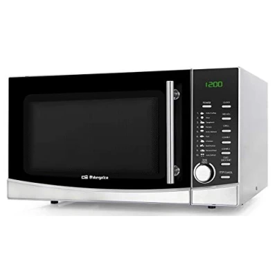 Image de Orbegozo MIG 3420 Micro ondes avec grill, 34 litres, 9 menus préconfigurés, 8 niveaux de puissance, programme décongélation, minuterie, 1000 1300 W