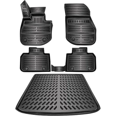 Image de ELMASLINE Lot de tapis en caoutchouc 3D et bac coffre pour BMW IX1 2022 2024 (U11 BEV) Accessoires sol Convient uniquement la version électrique