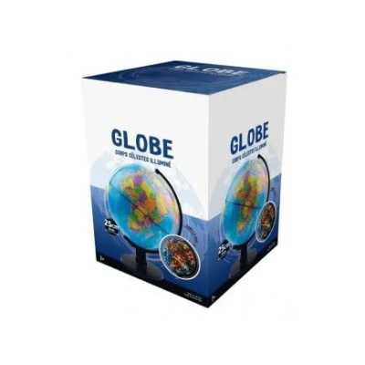 Image de cavernedesjouets Globe terrestre Rotatif et Lumineux 25 cm Jour/Nuit Corps celestes illumine Set Jeu educatif + 1 Carte Version Francaise