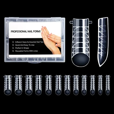 Image de BNG 120pcs Clair Double SystèMe De Formes D&#039;Ongles, Large Kit D&#039;Extension Capsule Poly Ongle Gel, Professionnels 12 Tailles Pour La Construction Rapide D&#039;Ongles En Clear 6
