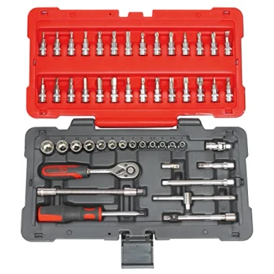 Image de KS TOOLS 922.0650 Coffret de douilles et accessoires ULTIMATE 1/4&#039;&#039;, 50 pièces Robuste pratique Cliquet 6 pans 4 à 14 mm, XZN, PH, PZ, TX cardan, poignée, rallonges, embouts