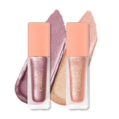 Image de Oulac Fard a Paupieres Paillete Eyeliner Liquide Metallique Fini Brillant, Estompable Sans Plis à Paupières Maquillage des Yeux Vegan&amp; Cruelty Free, 6.8g