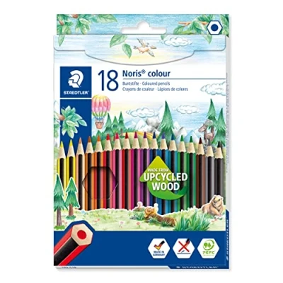 Image de STAEDTLER Noris colour 185 Etui carton 18 crayons de couleur assortis en bois upcyclé C18