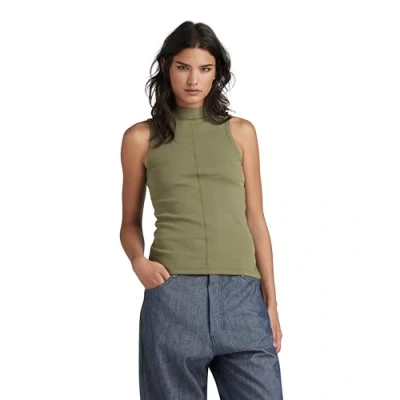 Image de G Star Femme Top Open Back Mock Slim, Vert (dk shamrock D24502 D595 7159), S