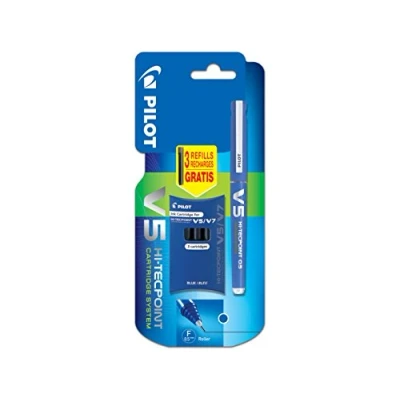 Image de Pilot V5 Cartridge System Liquid Ink Rollerball 0.5 mm tip Single Pen with 3 Free Refills Blue