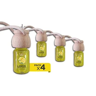 Image de Bali Fragrances Pack de 4 désodorisants voiture CITRON 6 ml 0% alcool, absorbe les mauvaises odeurs votre véhicule