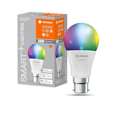 Image de LEDVANCE Lampe LED intelligente avec technologie WiFi, B22d base, optique dépolie ,Couleurs RGBW modifiables, couleur de lumière modifiable (2700K 6500K), 806 Lumen,Remplacement 60W Ampoules 1 Pack