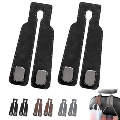 Image de enseak 2pcs Car Seat Back Storage Hook,Car Hook Double Holder,Car Hook,Universal Hidden Multifunctional Headrest Hooks for