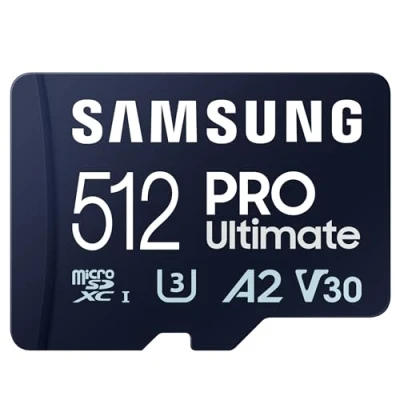 Image de Samsung Carte Mémoire MicroSDXC, PRO Ultimate MB MY512SA/WW, 512 Go, vitesse de lecture jusqu&#039;à 200 Mo/s, fournie avec adaptateur SD