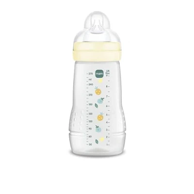 Image de MAM Biberon, 2 4 mois, 270 ml, avec tétine à débit moyen en silicone, facile tenir, nettoyer, neutre brillant, lot de 1