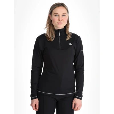 Image de Dare 2b Lowline II sous Couche Technique Légère avec Propriété de séchage Rapide et 1/2 Zip D&#039;ouverture Stretch Midlayer Femme Black FR: XS (Taille Fabricant: 8)