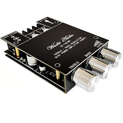 Image de WANGCL Carte d&#039;amplificateur Bluetooth HiFi stéréo 2.0 TPA3116D2 2 x 100 W Module Audio Contrôle des Basses et aigus Bleues 5.0 Double Canal AMP