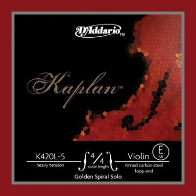 Image de Corde de violon solo en spirale dorée Kaplan Golden Spiral E seule K420L 5 Cordes Échelle 4/4, Tension élevée, Extrémité à boucle