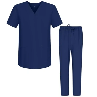 Image de Misemiya Ensemble Uniformes Unisexe Blouse Uniforme Médical avec Haut et Pantalon Ref.6801 6802 XX Large, Bleu