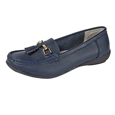 Image de Jo &amp; Joe Mocassins en cuir pour femme bleu marine, 41 EU