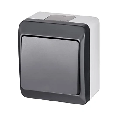 Image de ELEKTRO PLAST HERMES Interrupteur simple à monter en saillie IP44 Extérieur anthracite Gris
