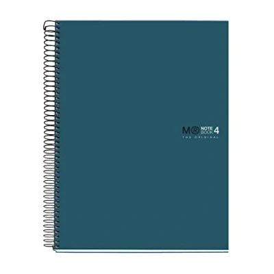 Image de Miquelrius Carnet A4 120 Pages 90 gr Quadrillé 5x5 mm 4 Bandes de Couleur Couverture Rigide Plastifiée Océan
