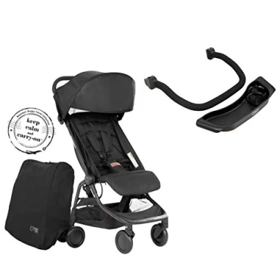 Image de Mountain Buggy Nano V3 (2020+) Poussette avec sac de voyage, arceau et plateau Noir