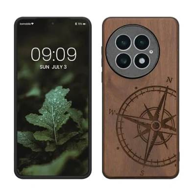 Image de kwmobile Housse Compatible avec OnePlus 13 Coque Étui de Protection Rigide Antichoc Cadre en TPU Brun foncé