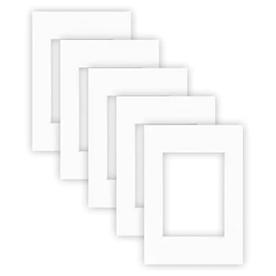 Image de nielsen Conservation Passepartout Carton 1,5 mm Set de 5 pièces Format extérieur 21x29,7 cm (DIN A4) pour d&#039;image 13x18 Blanc Polaire (Blanc Clair) Surface structurée