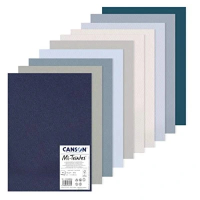 Image de CANSON Mi Teintes Assortiment 10 feuilles de papier dessin A3 160g/m² Tons froids