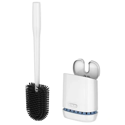 Image de MR.SIGA Brosse WC, Toilette en Silicone avec Support, Montage Mural ou au Sol, pour Le Nettoyage de Salle Bain, Blanc