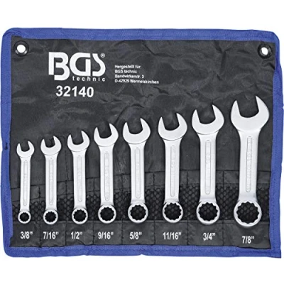 Image de BGS 32140 Jeu de clés mixtes en pouces extra courtes 3/8&quot; 7/8&quot; 8 pièces