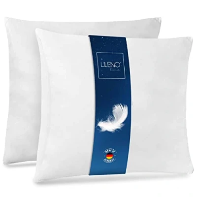 Image de LILENO HOME Lot de 2 coussins en plumes, 60 x cm, utilisables comme oreiller, coussin couchage et lit, convient aux personnes souffrant d&#039;allergies enfants, à ressorts, avec rembourrage 850 g