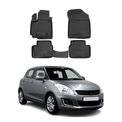 Image de Tapis de Sol Compatible avec Suzuki Swift 2010 2016 en Caoutchouc TPE 3D Noir 4Pcs