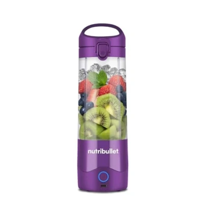 Image de nutribullet Mélangeur portable violet Lame d&#039;extraction puissante, tasse de 475 ml, couvercle à emporter, câble charge USB C et guide l&#039;utilisateur (français non garanti) Offre plus 15