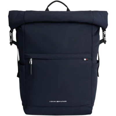 Image de Tommy Hilfiger Sac à Dos Homme Rolltop Backpack Bagage Cabine, Bleu (Space Blue), Taille Unique