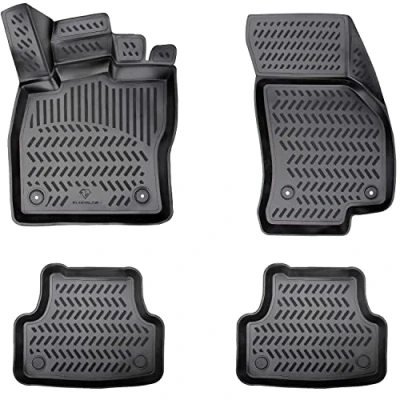 Image de Lot de tapis en caoutchouc, design 3D, pour Jeep Compass à partir 2017, bord extra haut 5 cm