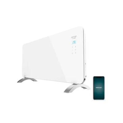 Image de Cecotec Ready Warm 6750 Crystal Connection. Radiateur convecteur design WIFI, puissant et silencieux 2000W. Ecran LED, controle via Smartphone, 2 modes, anti surchauffe.