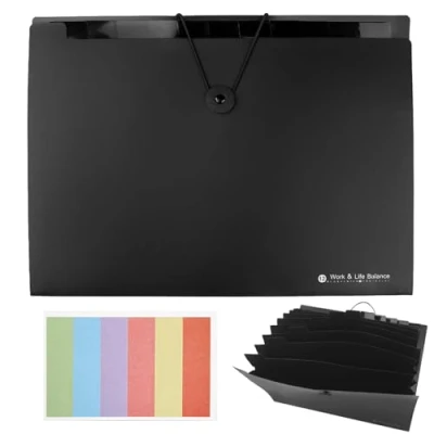 Image de 1 Pièces A4 Trieur Documents Extensible,12 Poches Porte Documents,range document bureau,Accordéon Classeur Pochettes documents,pour rangement documents(noir)
