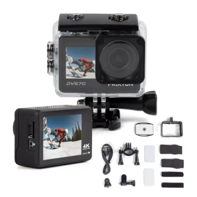 Image de Caméra sportive MultiSport PRIXTON DV670, Résolution 4K, Double Écran, WiFi et App Mobile, Stabilisateur Optique, Étanche, Noir